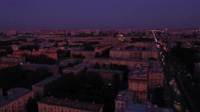 Aerial view of a modern and cozy microdistrict with well-planned houses