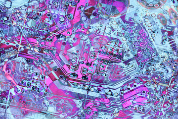 Computer Electronic Microcircuit Motherboard Detail Multicolored Background