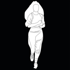 modern girl sportswoman runs