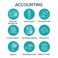 Accountant or Accounting Icon Set - money, accountant and figures images