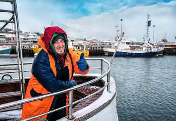 industrial fisherman on the ship
