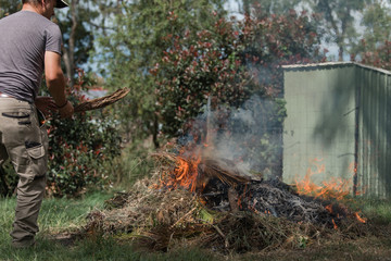 Fire controlled burn off of garden waste