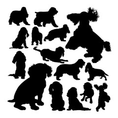Cocker spaniel dog animal silhouettes. Good use for symbol, logo,  web icon, mascot, sign, or any design you want.