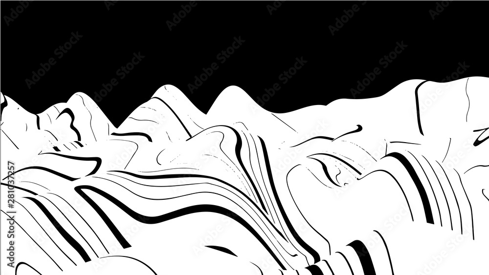 Poster topographic map wave. horizontal lines stripes pattern or background with wavy distortion effect. ar