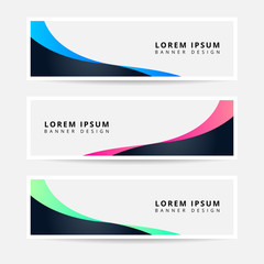 Naklejka premium Collection Geometric Horizontal Business Banner set vector template. Clean wavy abstract background layout for website design. EPS10 VECTOR.