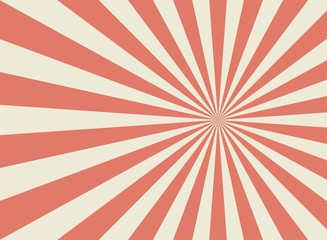 Sunlight retro faded horizontal background. Pale red and beige color burst backdrop. Fantasy Vector illustration.