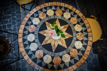 Fototapeta na wymiar table with mosaic tile tops