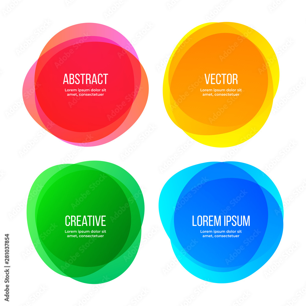 Fototapete round shape banners, abstract color graphic design elements. vector watercolor brush gradient color 