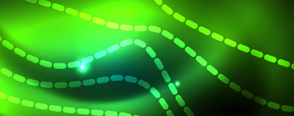 Shiny neon vector wave line abstract background, motion concept