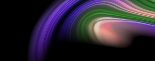 Modern rainbow liquid color flow colorful poster. Wave Liquid shape in black color background. Abstract composition