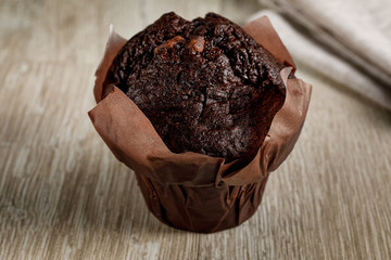 Chocolate cake in baking paper