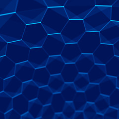 Obraz na płótnie Canvas Multilayer sphere of honeycombs. Futuristic blue hexagon background. Futuristic honeycomb concept. Pattern for wallpaper design.Big data digital background.