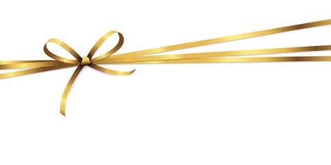 golden colored ribbon bow - obrazy, fototapety, plakaty