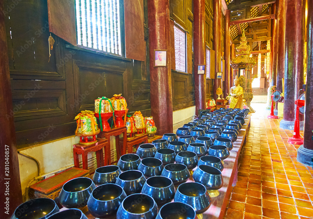 Canvas Prints Offering bowls in Wat Phan Tao Viharn, Chiang Mai, Thailand