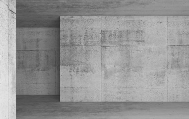 Empty concrete room interior, abstract 3d