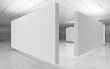 Abstract empty interior, white stands 3 d
