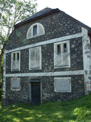 old stone house, antique doors and windows
