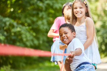 Children in tug of war prove strength and strength