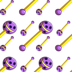 Seamless pattern tile cartoon with baby rattle