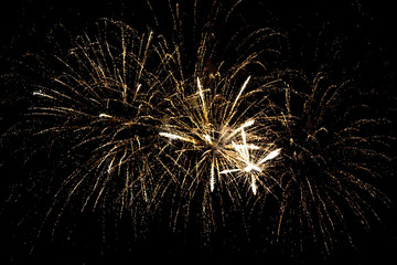 Fireworks sparkles in the night sky as background