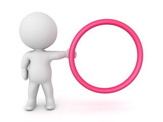 3D Character holding red circle hoop to the right side