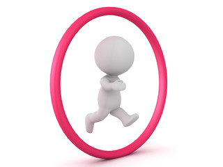 3D Character jumping through hoop