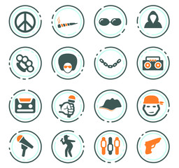 Rap hip hop music icons set