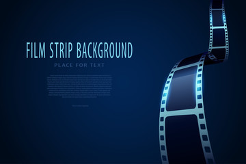 Film strip roll frame cinema background with place for text. Vector cinema festival poster, banner or flyer. Art design reel cinema filmstrip template. Movie time and entertainment concept. EPS 10