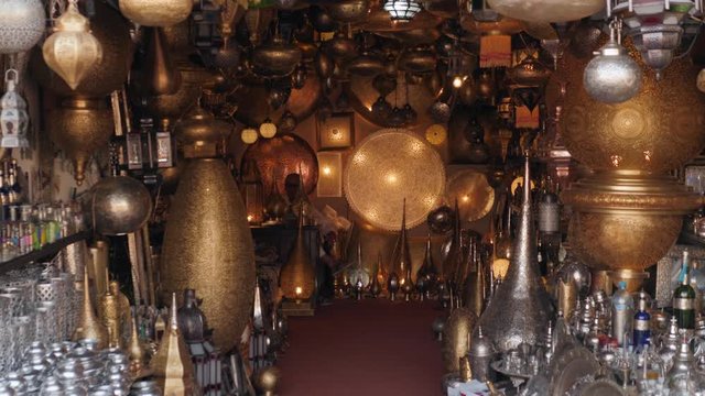 Arabian lanterns in market of Marrakech. Various Moroccan lanterns hanged in market of Marrakech lights lamps