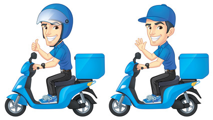 Courier Boy Rides Scooter,vector EPS 10