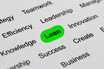 Obraz premium Lean - Project Management Buzzwords, Printed on White Paper and Highlighted