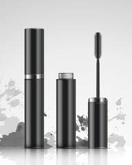 Vector illustration of ink mascara on a white background.