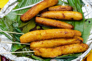 Banana cue is a popular Filipino snack or dessert often sold as street food.