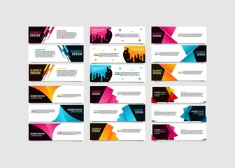 Bundle of 16 Vector abstract design banner web template.