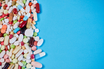 Tablets and pills as medicines background