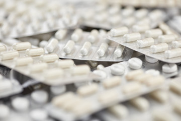 Many white medicines in blister pack
