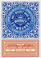 Papier Peint photo Étiquettes vintage Ancienne conception d& 39 étiquettes pour l& 39 étiquette de whisky et de vin, la bannière de restaurant, l& 39 étiquette de bière.
