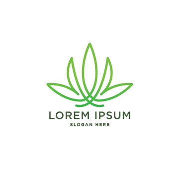 Monoline cannabis leaf logo template