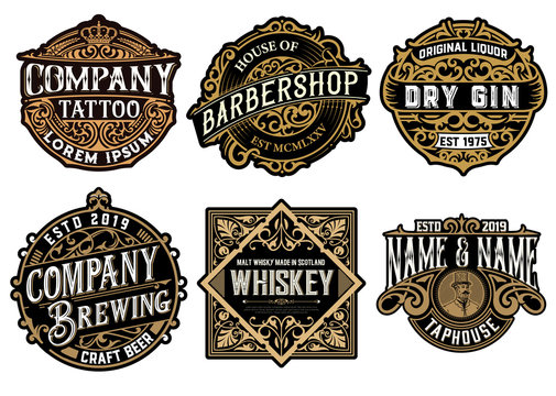 Set of 6 badges and logos