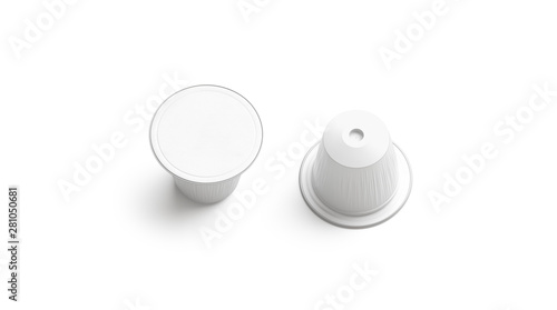 Download Blank White Plastic Coffee Capsule Mockup Isolated Top View 3d Rendering Empty Disposable Bag With Cream Or Coffe Mock Up Clear Bio Packet With Beverage Template Wall Mural Alexandr Bognat