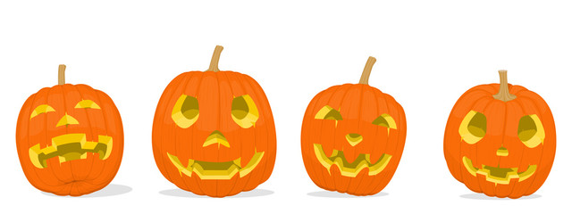 Isolated front view of Jack-o'-lantern on transparent background