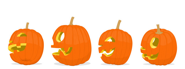 Isolated side view of Jack-o'-lantern on transparent background
