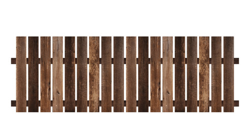 Brown wooden fence isolated on a white background that separates the objects. There are Clipping Paths for the designs and decoration