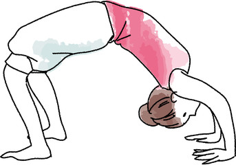 水彩画風ヨガポーズ