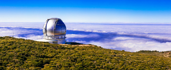Biggest oservatory in Europe - La palma, Canary islands. popular tourist attraction - obrazy, fototapety, plakaty