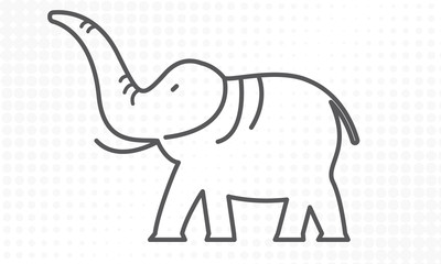 Elephant with line art style for your logo or label design. Vector illustration.