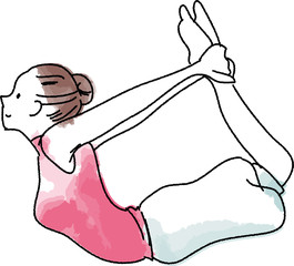 水彩画風ヨガポーズ