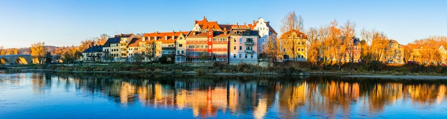 Fototapeta na wymiar Beautiful towns of Germany - scenic Regensburg over Danube river. Bavaria