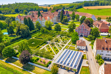 A beautiful aerial view to the Historic Castle Salem at Lake Constance, Bodensee