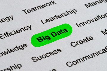 Big Data - Technology Business Buzzwords, printed on white paper and highlighted